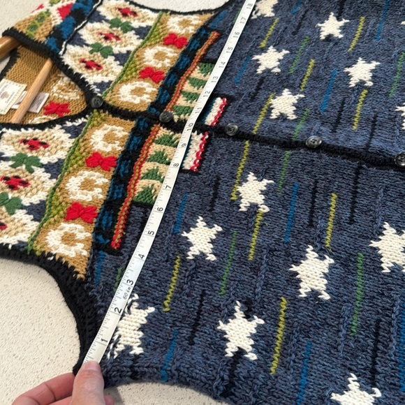 1998 Susan Bristol Vintage 90s Hand Embroidered Western Knit Sweater Vest Medium - Picture 4 of 9